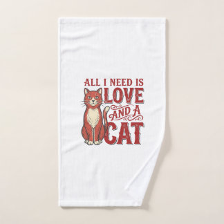 Toalha De Mão Tudo que Preciso é Amor e um Gato Gato Antigo Aman