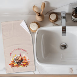 Toalha De Mão Turquia e Pumpkins em Ação de Graças de Aquarela