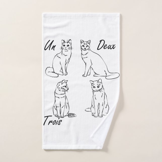 Toalha De Mão Un Deux Trois Cat Funny French (Toalha de mão)