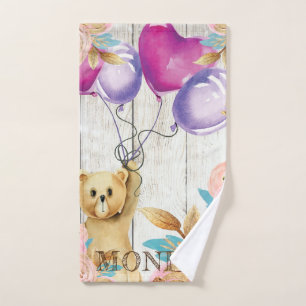 Toalha De Mão Urso de ursinho rústico personalizado