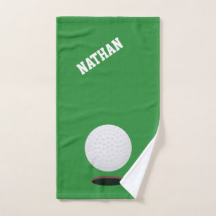 Toalha de mão verde do golfe da bola de golfe