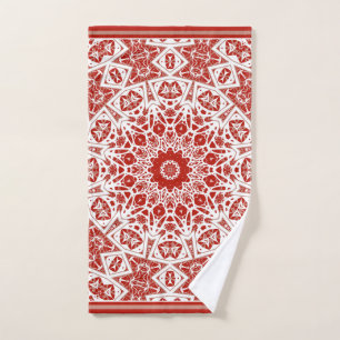 Toalha De Mão vermelho e branco, etnia bandana