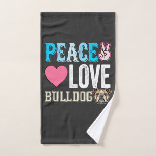 Toalha De Mão Vetor Bulldog Paz Amor
