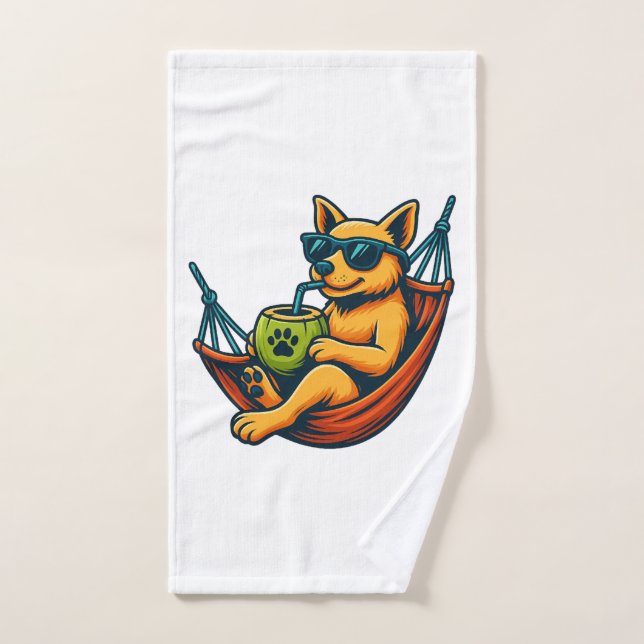 Toalha De Mão Vibrações de Cachorrinho Tropical (Toalha de mão)