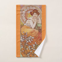 Vintage Orange Art Nouveau Mucha Topaz Lady