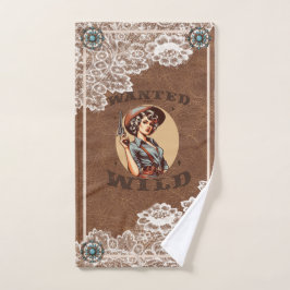 Toalha De Mão Vintage Western WQueria e Wild Cowgirl
