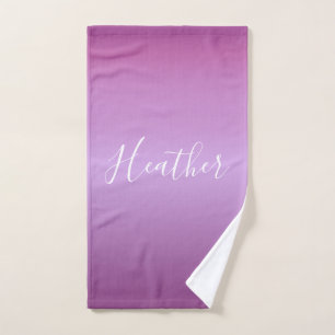 Toalha De Mão Violeta Roxa e Script Branco Personalizado