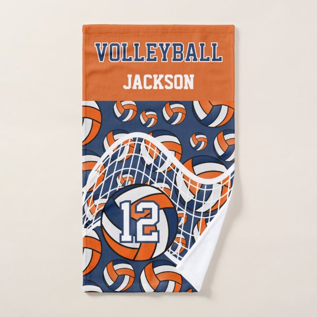 Toalha De Mão Voleibol - Laranja, branco e Marinho (Toalha de mão)
