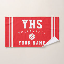 Toalha De Mão Volleyball Icon, Custom Name & School, Team Gift H