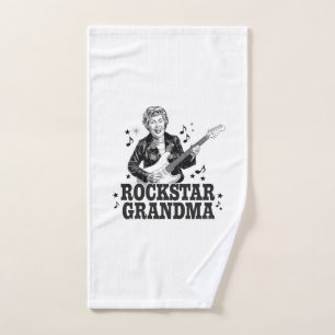Toalha De Mão Vovó Rockstar - Design de Música Divertida e Retro