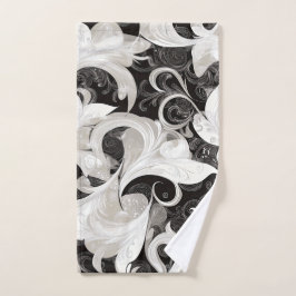 Toalha De Mão Whimsy em Black and Cream Barroco Swirings