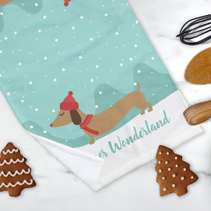 Toalha De Mão Wiener Wonderland Dachshund Natal