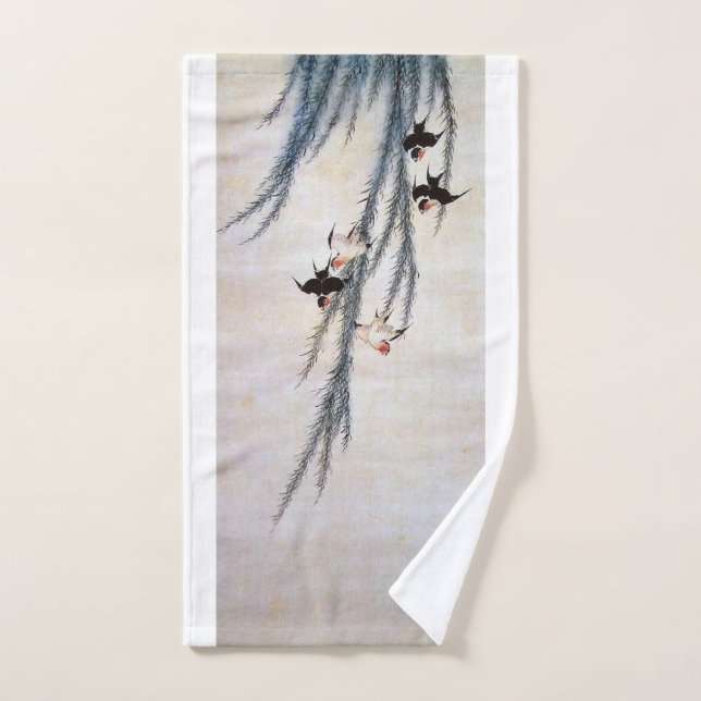 Toalha De Mão Willow e Swallow, Hokusai (Toalha de mão)