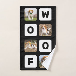 Toalha De Mão Woof Personalized Photo Collage Pet Lover Dog