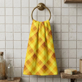 Toalha de Mão Xadrez Amarelo Gema de Ovo Fofa