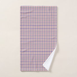 Toalha De Mão Xadrez Clássico Rosa Azul Padrão Retro