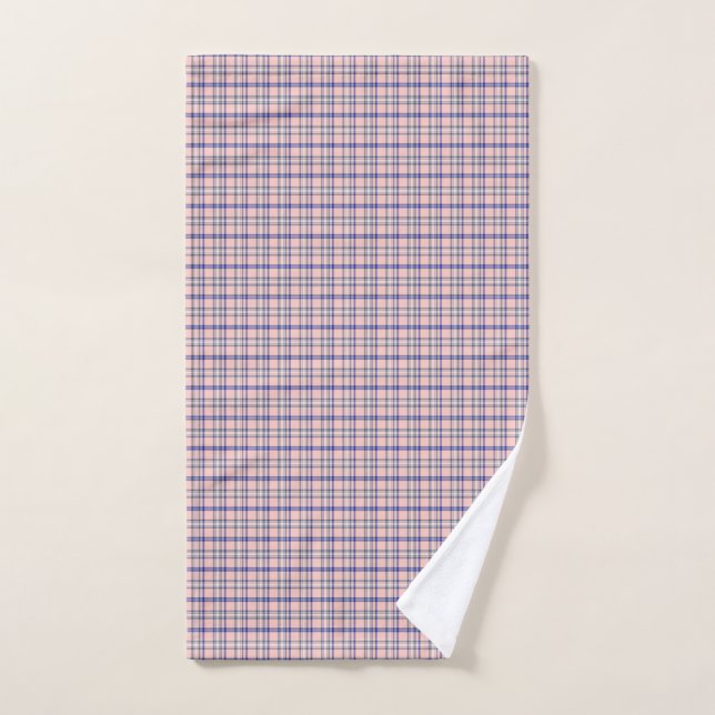 Toalha De Mão Xadrez Clássico Rosa Azul Padrão Retro (Toalha de mão)