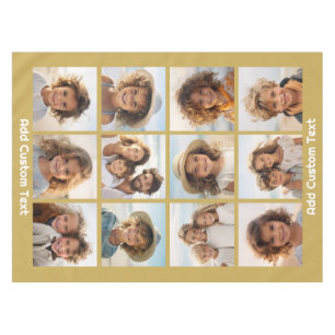 Toalha De Mesa 12 Colagem de Fotos com Dourado Fundo