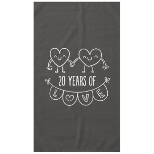 Toalha De Mesa 20 Anniversário Gift Chalk Hearts