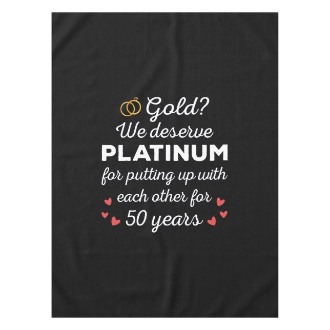 Toalha De Mesa 50º aniversário de casamento I - Dourado Casal eng (Frente)