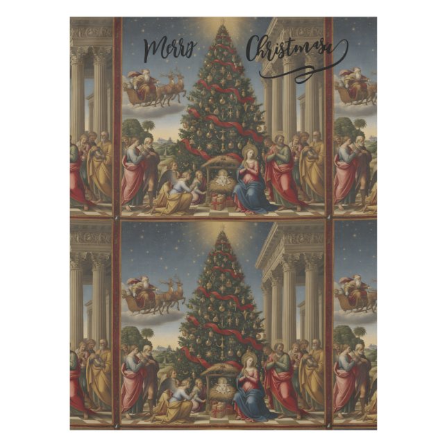 Toalha De Mesa 52x70 Cotton Nativity Christmas Tablecloth (Frente)