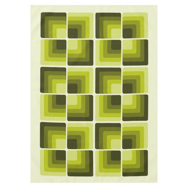Toalha De Mesa 70s Rainbow Squares Monochrome Green (Frente)