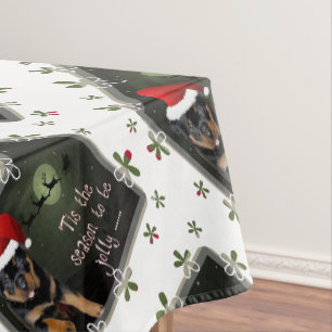 Toalha De Mesa A Temporada para Ser Alegre Cute Pup Cumprimentos