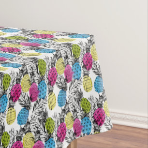 Toalha De Mesa Abacaxis do pop art e folhas de palmeira 2