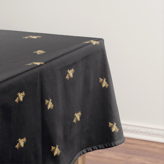 Toalha De Mesa Abelhas - Bienen - Abelhas - Biene - Preto (Posição Original)