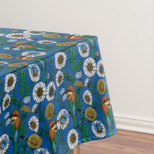 Toalha De Mesa Abelhas comem em azul (Posição Original)