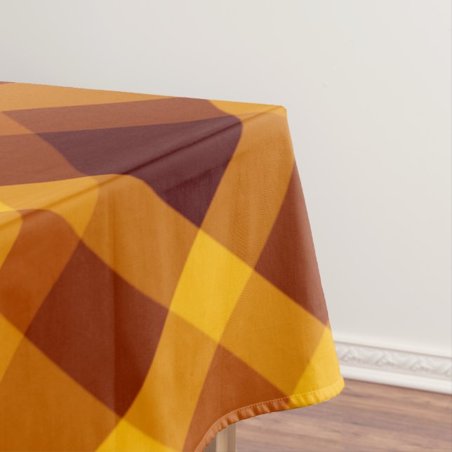 Toalha De Mesa Abóbora-branca Xadrez-laranja Grande Tablete (Posição Original)