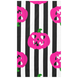 Toalha De Mesa abóbora de coração de halloween rosa listrada