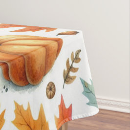 Toalha De Mesa Abóboras e Folhas Festivas de Outono em Branco 