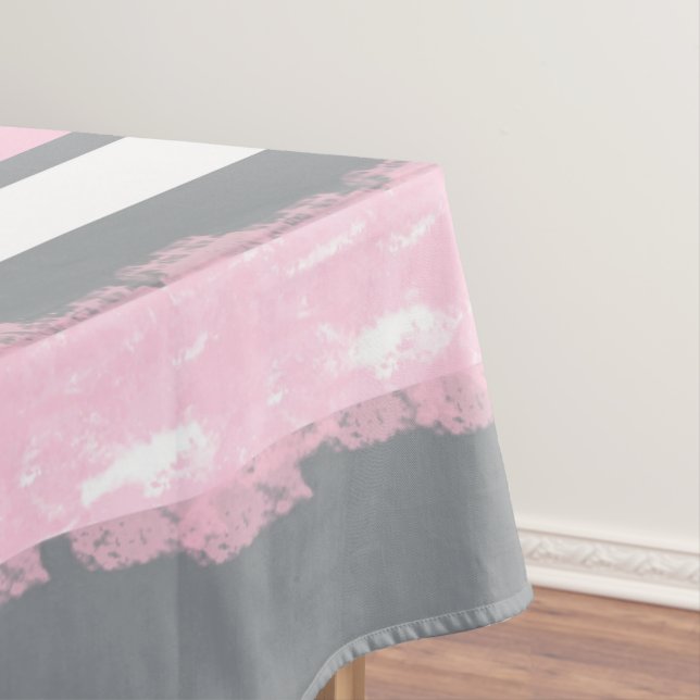 Toalha De Mesa Abstract Art Pink Grey White Lines (Posição Original)