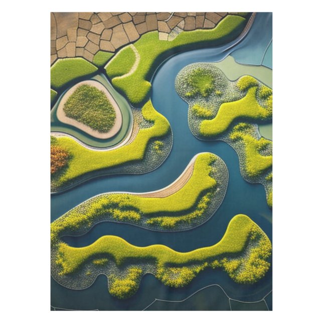 Toalha De Mesa Abstract River Estuary (Frente)