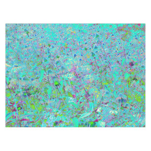 Toalha De Mesa Abstrato Aqua Green e Purple Coneflower Garden
