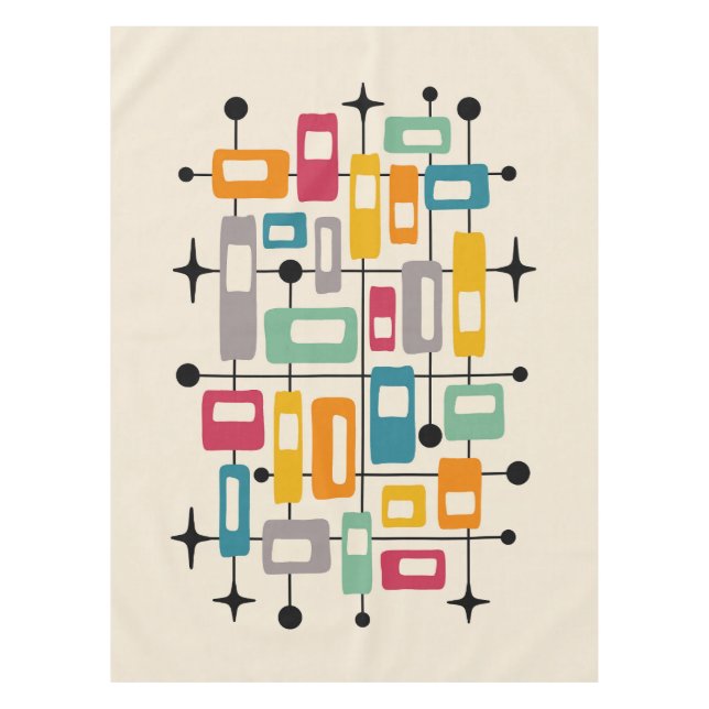 Toalha De Mesa Abstrato Atômica Moderno de Meio século Retroativo (Frente)