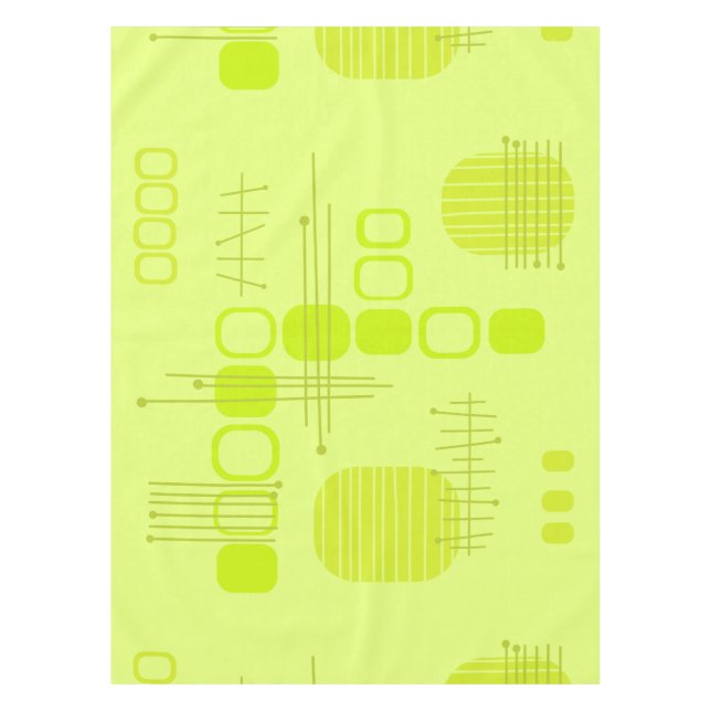 Toalha De Mesa Abstrato Atômico Barkcloth Chartreuse (Frente)