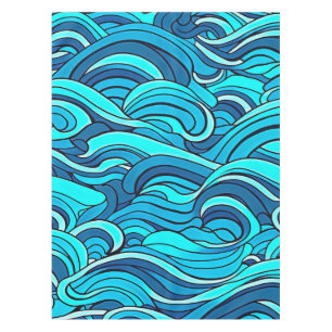 Toalha De Mesa Abstrato Azul Turquesa Ondas de Água do Oceano