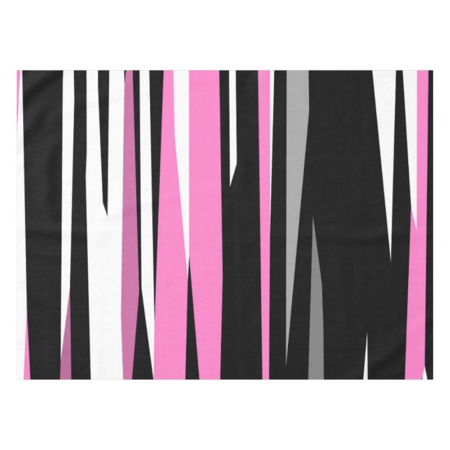 Toalha De Mesa Abstrato branco e preto-e-rosa (Frente (Horizontal))