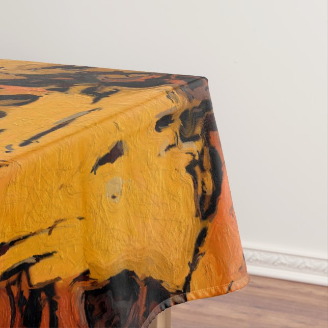 Toalha De Mesa Abstrato de cor laranja, amarelo e preto (Posição Original)