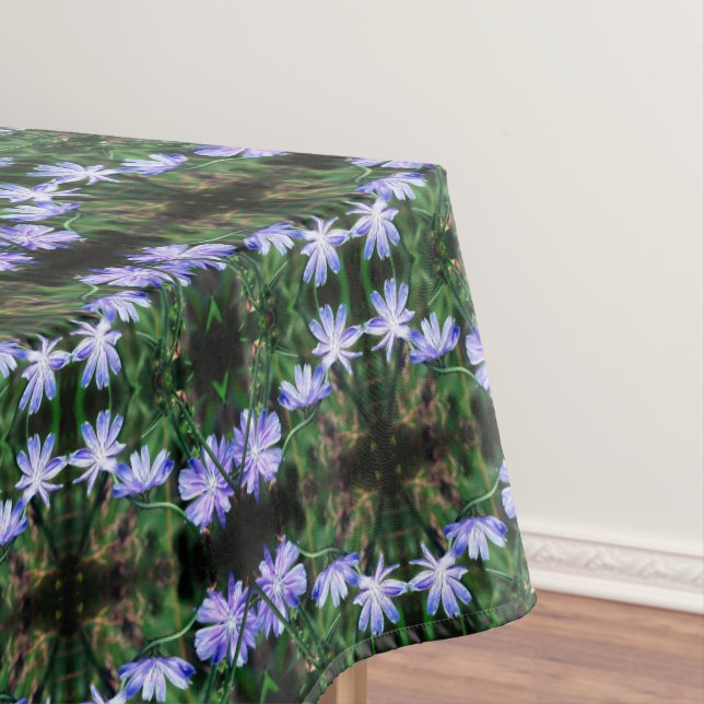 Toalha De Mesa Abstrato de Flores de Chicória Selvagem Azul (Posição Original)