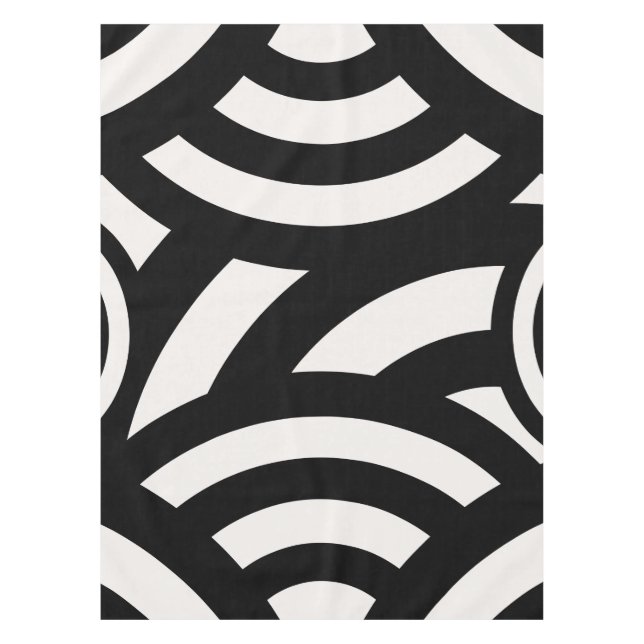 Toalha De Mesa Abstrato de Imagem Retroativa Linhas Pretas Branco (Frente)