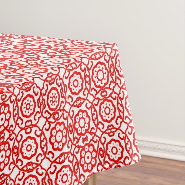 Toalha De Mesa Abstrato de inverno Vermelho e Branco Cozy Natal (Posição Original)