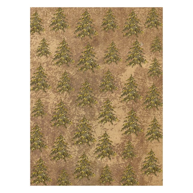 Toalha De Mesa Abstrato dourado e árvore de Natal dourada cintila (Frente)