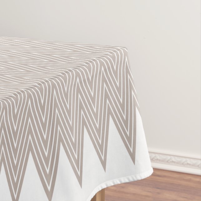 Toalha De Mesa Abstrato Geométrico em Taupe e Branco Moderno (Posição Original)