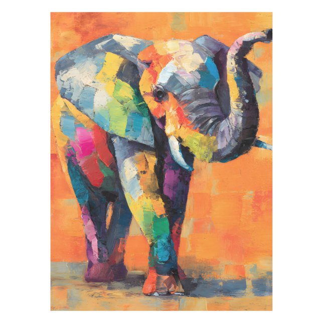 Toalha De Mesa Abstrato Happy Rainbow Elephant (Frente)