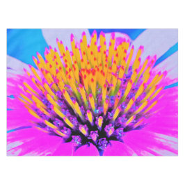 Toalha De Mesa Abstrato Macro Rosa Quente e Amarelo Coneflower