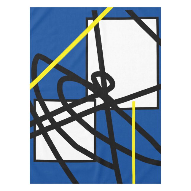 Toalha De Mesa Abstrato Minimalismo Amarelo Azul (Frente)