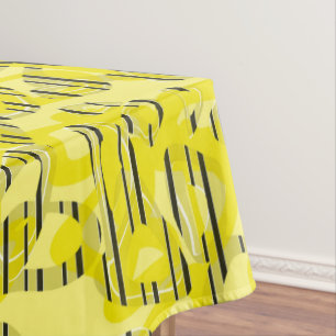 Toalha De Mesa Abstrato moderna art striped yellow black dec